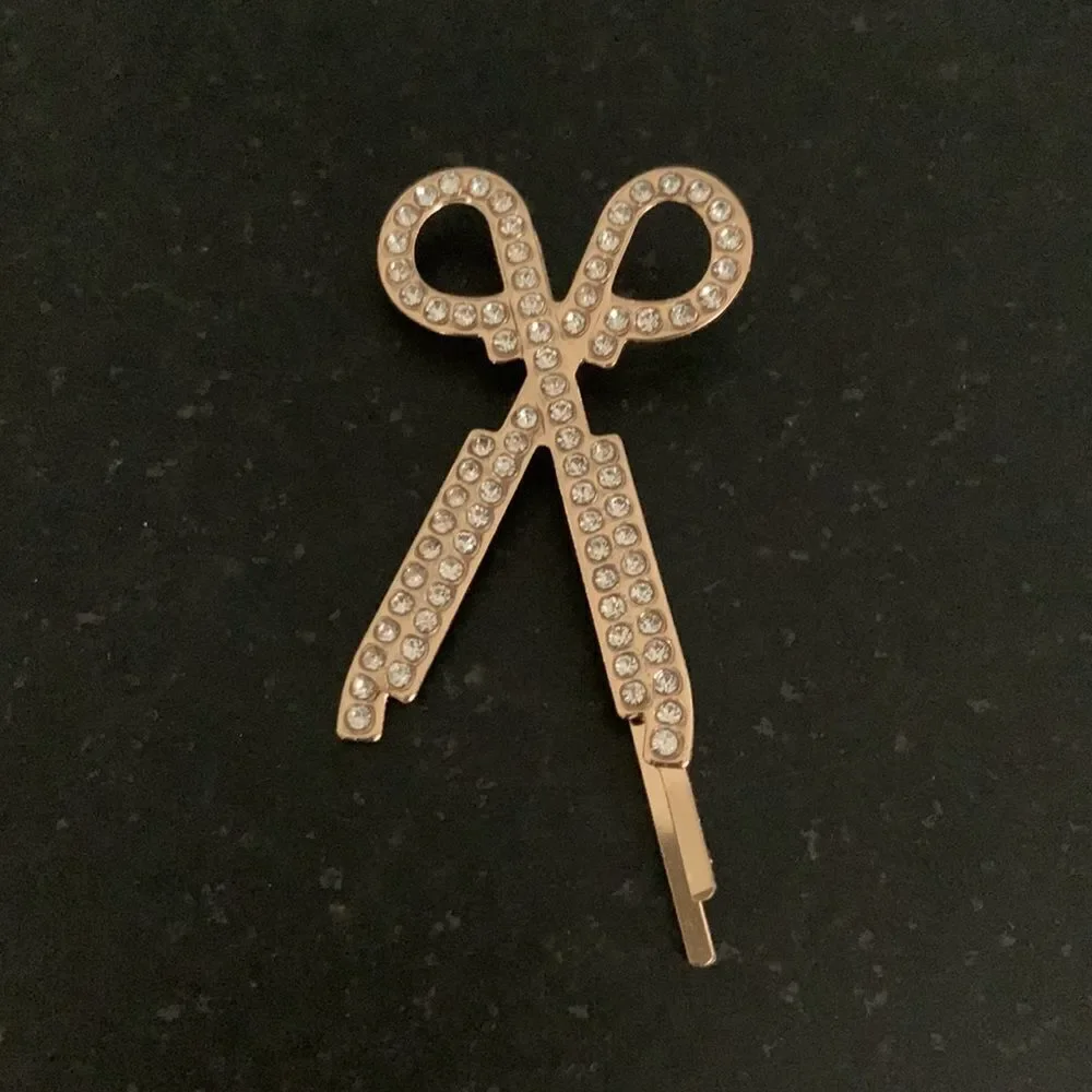 Set of 6 Pearl and Rhinestone Hair Clips Starfish Scissors Feather